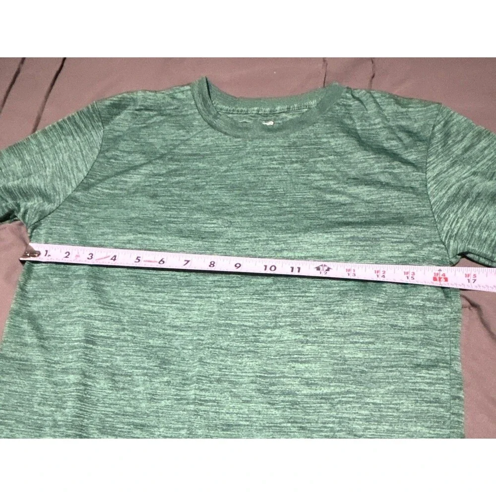 Tek Gear Boys T-Shirt, Green Heather, Crew Neck, Long Sleeve-Size M